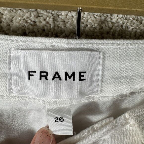 Frame Denim White Jeans NWT Size 26 Le Skinny De Jeanne Blanc White Step Hem - Picture 7 of 14